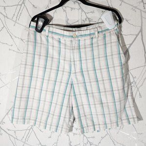 Nike Golf White Checks Flat Front Chino Shorts